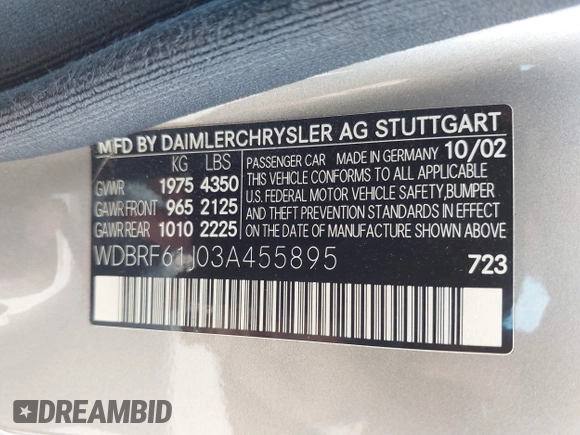 2003 Mercedes-Benz C 240 с VIN WDBRF61J03A455895, выставлен на аукционе IAAI как лот 42478695 с пробегом 188 624 миль миль и . История ставок и продаж доступна на DreamBid. Изображение 9.