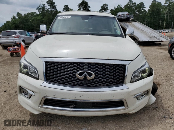 2017 Infiniti QX80 with VIN JN8AZ2NF1H9646579, listed as a Copart auction lot 58546715 with 80,244 mi miles and Salvage title. Bid and sale history available at DreamBid. Image 5.