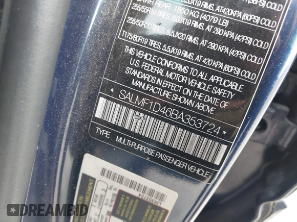 2011 Land Rover Range Rover HSE Lux с VIN SALMF1D46BA353724, выставлен на аукционе IAAI как лот 42019083 с пробегом 173 728 миль миль и . История ставок и продаж доступна на DreamBid. Изображение 9.