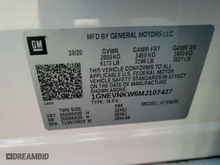 2021 Chevrolet Traverse High Country with VIN 1GNEVNKW6MJ107437, listed as a Copart auction lot 36757224 with 0 mi miles and Salvage Title. Bid and sale history available at carsss.com. Image 13.