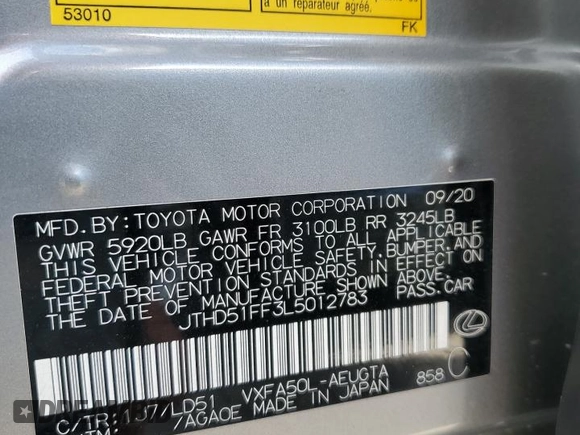 2020 Lexus LS 500 z VIN JTHD51FF3L5012783, wystawiony jako Copart lot #75930554 z przebiegiem 32 367 mil mil oraz Nie do naprawy • Non repairable. Historia ofert i sprzedaży dostępna na DreamBid. Obrazek 13.