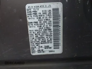2013 Nissan Murano LE with VIN JN8AZ1MU6DW208193, listed as a IAAI auction lot 41959119 with Not Provided miles and . Bid and sale history available at DreamBid. Image 9.