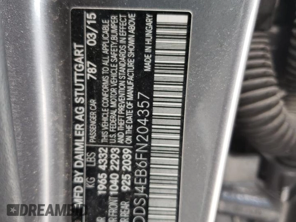 2015 Mercedes-Benz CLA 250 with VIN WDDSJ4EB6FN204357, listed as a Copart auction lot 63180253 with 65,505 mi miles and . Bid and sale history available at DreamBid. Image 14.