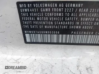 2017 Volkswagen Golf SE с VIN WVWKR7AU8HW953556, выставлен на аукционе IAAI как лот 42201220 с пробегом 74 711 миль миль и . История ставок и продаж доступна на DreamBid. Изображение 9.