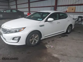 2014 Kia Optima Hybrid LX with VIN KNAGM4AD5E5075909, listed as a IAAI auction lot 41967037 with 143,494 mi miles. Bid and sale history available at carsss.com. Image 2.