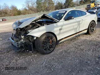 2021 Ford Mustang Mach 1 with VIN 1FA6P8R06M5551345, listed as a Copart auction lot 86491604 with 7,374 mi miles and Salvage Title. Bid and sale history available at carsss.com. Image 1.