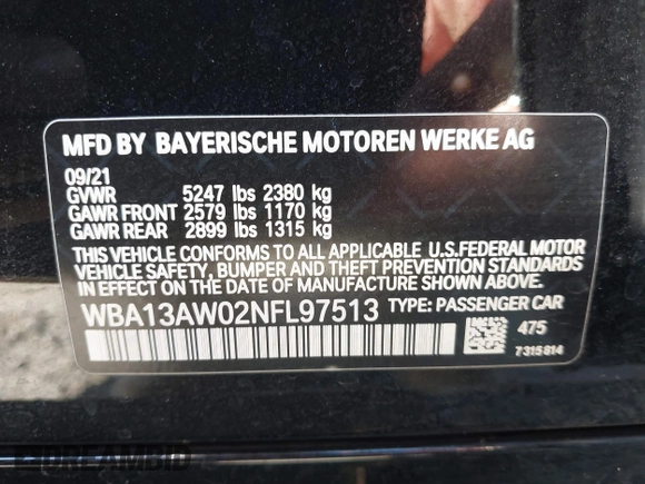2022 BMW 4 Series M440i xDrive z VIN WBA13AW02NFL97513, wystawiony jako IAAI lot #42385642 z przebiegiem 33 827 mil mil oraz . Historia ofert i sprzedaży dostępna na DreamBid. Obrazek 9.