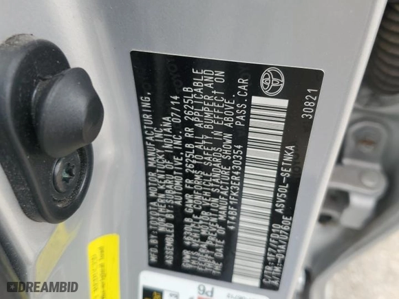 2014 Toyota Camry L with VIN 4T4BF1FK3ER430354, listed as a Copart auction lot 51522545 with 0 mi miles and Salvage Title. Bid and sale history available at carsss.com. Image 12.