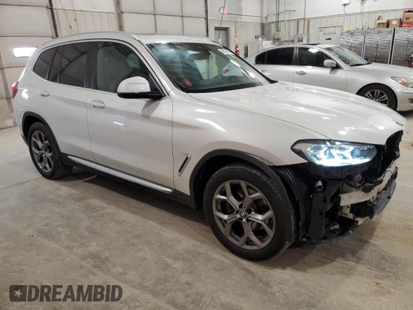 2023 BMW X3 xDrive30i with VIN 5UX53DP04P9R53681, listed as a Copart auction lot 49039085 with 20,855 mi miles and Salvage Title. Bid and sale history available at carsss.com. Image 4.