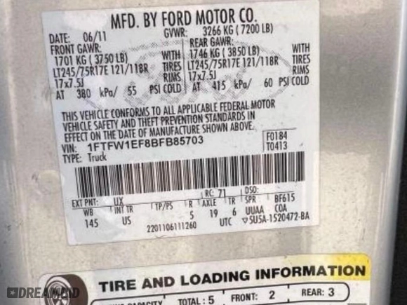 2011 Ford F-150 XL with VIN 1FTFW1EF8BFB85703, listed as a Copart auction lot 75662584 with 89,088 mi miles and Clean Title. Bid and sale history available at carsss.com. Image 10.