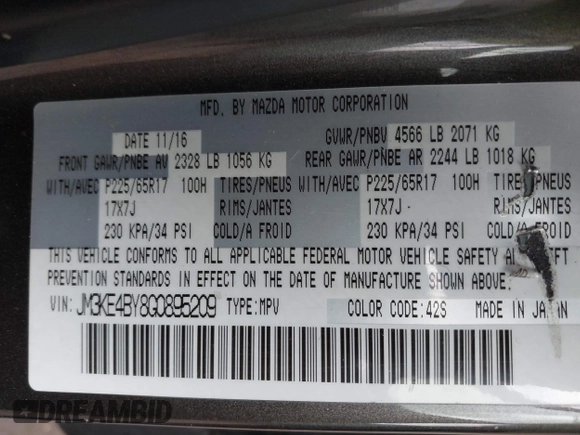 2016 Mazda CX-5 Sport with VIN JM3KE4BY8G0895209, listed as a IAAI auction lot 41688405 with 115,954 mi miles. Bid and sale history available at carsss.com. Image 9.