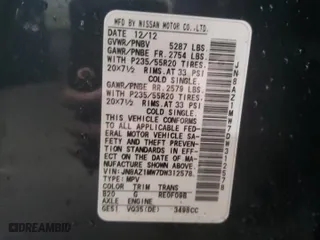 2013 Nissan Murano SL with VIN JN8AZ1MW7DW312578, listed as a Copart auction lot 45735875 with 159,093 mi miles and Salvage Title. Bid and sale history available at carsss.com. Image 15.