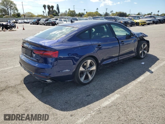 2021 Audi A5 Sportback S line Premium Plus with VIN WAUFACF58MA043669, listed as a Copart auction lot 47043744 with 37,135 mi miles and . Bid and sale history available at DreamBid. Image 3.
