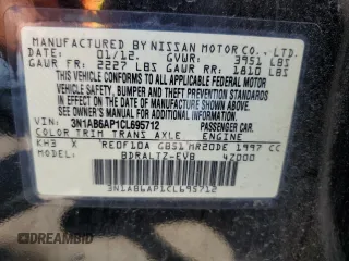 2012 Nissan Sentra SR with VIN 3N1AB6AP1CL695712, listed as a Copart auction lot 60159065 with 146,110 mi miles and Salvage title. Bid and sale history available at DreamBid. Image 12.