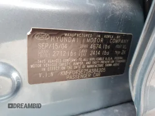 2005 Hyundai XG350 with VIN KMHFU45E75A384205, listed as a Copart auction lot 49864015 with 92,364 mi miles and Salvage Title. Bid and sale history available at carsss.com. Image 12.
