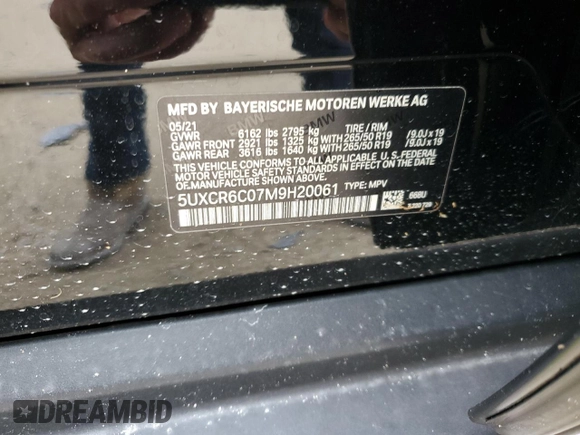 2021 BMW X5 xDrive40i with VIN 5UXCR6C07M9H20061, listed as a Copart auction lot 60442474 with 25,629 mi miles and Non repairable. Bid and sale history available at DreamBid. Image 14.