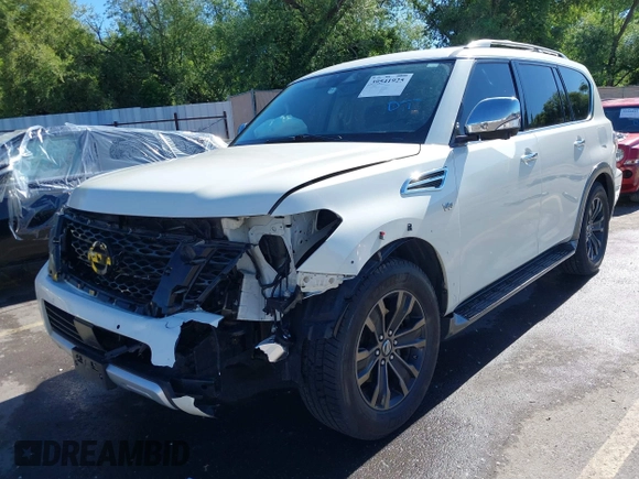 2018 Nissan Armada Platinum with VIN JN8AY2NE7J9730759, listed as a IAAI auction lot 39541925 with 83,001 mi miles. Bid and sale history available at carsss.com. Image 2.