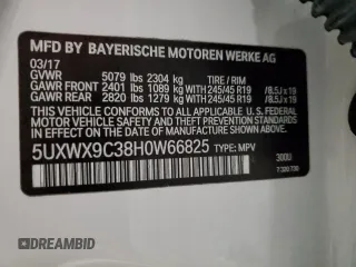 2017 BMW X3 xDrive28i with VIN 5UXWX9C38H0W66825, listed as a Copart auction lot 86734694 with 99,251 mi miles and Salvage Title. Bid and sale history available at DreamBid. Image 12.