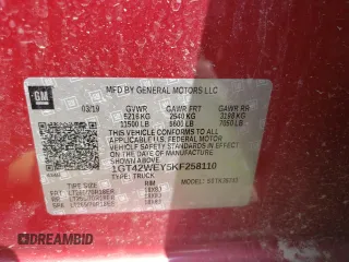 2019 GMC Sierra 3500HD Denali z VIN 1GT42WEY5KF258110, wystawiony jako Copart lot #65333944 z przebiegiem Nie podano mil oraz Szkoda całkowita • Salvage title. Historia ofert i sprzedaży dostępna na DreamBid. Obrazek 13.