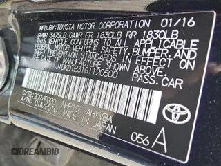 2016 Toyota Prius One with VIN JTDKDTB31G1120500, listed as a Copart auction lot 57745105 with Not provided miles and Clean title. Bid and sale history available at DreamBid. Image 12.