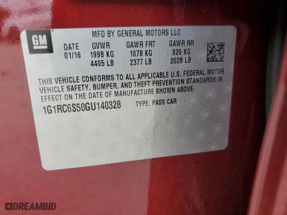 2016 Chevrolet Volt LT with VIN 1G1RC6S50GU140328, listed as a Copart auction lot 47650445 with 135,726 mi miles and Salvage Title. Bid and sale history available at carsss.com. Image 12.