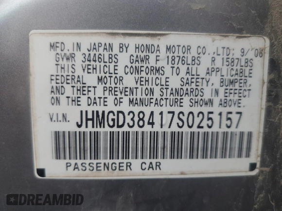 2007 Honda Fit with VIN JHMGD38417S025157, listed as a Copart auction lot 72768984 with 128,944 mi miles and Clean Title. Bid and sale history available at carsss.com. Image 12.