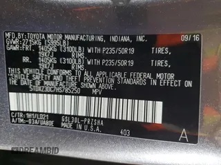 2017 Toyota Sienna SE with VIN 5TDXZ3DC7HS785250, listed as a Copart auction lot 57009695 with 79,691 mi miles and Salvage title. Bid and sale history available at DreamBid. Image 13.