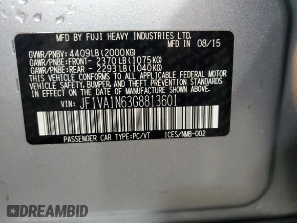 2016 Subaru WRX Limited with VIN JF1VA1N63G8813601, listed as a Copart auction lot 47012125 with 114,844 mi miles and Salvage Title. Bid and sale history available at carsss.com. Image 14.