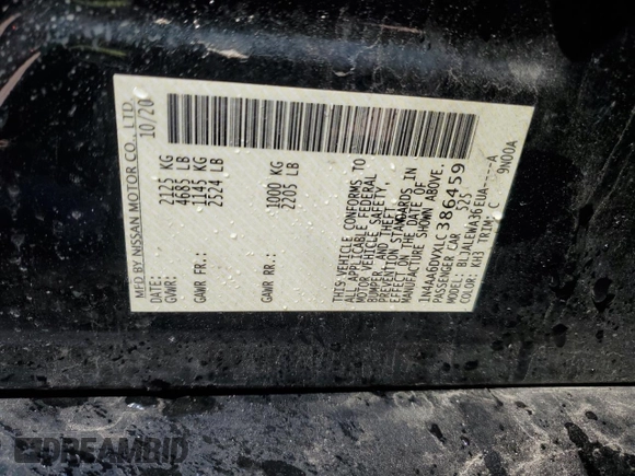 2020 Nissan Maxima SL z VIN 1N4AA6DVXLC386459, wystawiony jako Copart lot #51216305 z przebiegiem 48 519 mil mil oraz Szkoda całkowita • Salvage title. Historia ofert i sprzedaży dostępna na DreamBid. Obrazek 12.