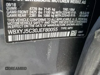 2018 BMW X2 xDrive28i with VIN WBXYJ5C30JEF80055, listed as a Copart auction lot 49510255 with 68,916 mi miles and Salvage Title. Bid and sale history available at carsss.com. Image 13.