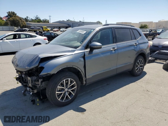 2021 Volkswagen Tiguan S with VIN 3VV0B7AX8MM010519, listed as a Copart auction lot 59809805 with 53,595 mi miles and Salvage title. Bid and sale history available at DreamBid. Image 1.