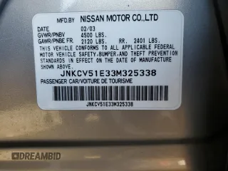 2003 Infiniti G35 w/Leather with VIN JNKCV51E33M325338, listed as a Copart auction lot 48560235 with 150,025 mi miles and Salvage Title. Bid and sale history available at carsss.com. Image 14.