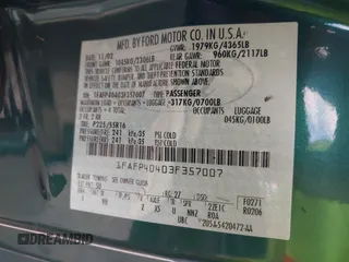 2003 Ford Mustang Standard с VIN 1FAFP40403F357007, выставлен на аукционе IAAI как лот 42372835 с пробегом 165 641 миль миль и . История ставок и продаж доступна на DreamBid. Изображение 9.