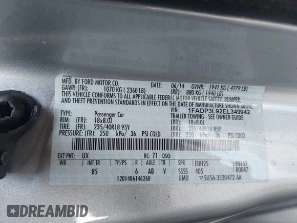 2014 Ford Focus ST with VIN 1FADP3L92EL349942, listed as a IAAI auction lot 41742097 with 141,540 mi miles and . Bid and sale history available at carsss.com. Image 9.
