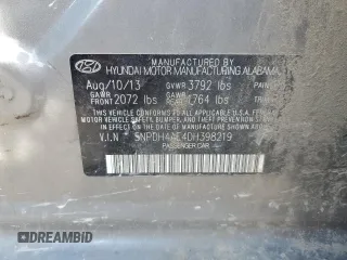2013 Hyundai Elantra GLS z VIN 5NPDH4AE4DH398219, wystawiony jako Copart lot #55365475 z przebiegiem Nie podano mil oraz Szkoda całkowita • Salvage title. Historia ofert i sprzedaży dostępna na DreamBid. Obrazek 12.