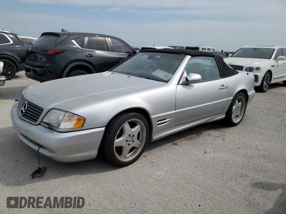 2001 Mercedes-Benz SL 500 with VIN WDBFA68F91F195550, listed as a Copart auction lot 73820644 with Not provided miles and Salvage title. Bid and sale history available at DreamBid. Image 1.