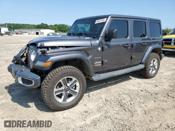 2018 Jeep Wrangler Unlimited Sahara with VIN 1C4HJXEG5JW221302, listed as a Copart auction lot 58010785 with 96,211 mi miles and Salvage title. Bid and sale history available at DreamBid. Image 1.
