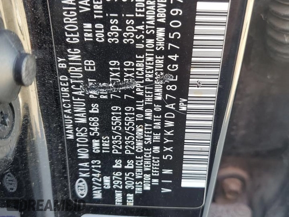 2014 Kia Sorento SX with VIN 5XYKWDA78EG475097, listed as a Copart auction lot 52358455 with 161,812 mi miles and Clean Title. Bid and sale history available at carsss.com. Image 13.