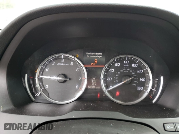 2015 Acura MDX Tech Pkg with VIN 5FRYD3H46FB002750, listed as a Copart auction lot 48331165 with 128,015 mi miles and Salvage Title. Bid and sale history available at carsss.com. Image 9.