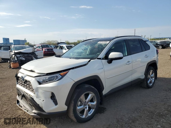 2020 Toyota RAV4 Hybrid Limited z VIN 4T3DWRFV0LU004797, wystawiony jako Copart lot #54181595 z przebiegiem 63 055 mil mil oraz Szkoda całkowita • Salvage title. Historia ofert i sprzedaży dostępna na DreamBid. Obrazek 1.