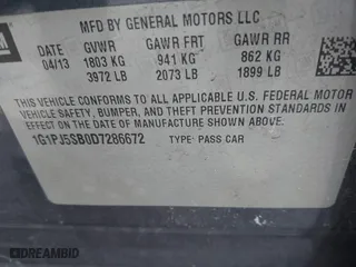 2013 Chevrolet Cruze ECO with VIN 1G1PJ5SB0D7286672, listed as a IAAI auction lot 42014695 with 193,012 mi miles. Bid and sale history available at carsss.com. Image 9.