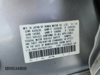 2006 Acura TSX with VIN JH4CL96876C011623, listed as a Copart auction lot 61456675 with 290,772 mi miles and Salvage title. Bid and sale history available at DreamBid. Image 13.