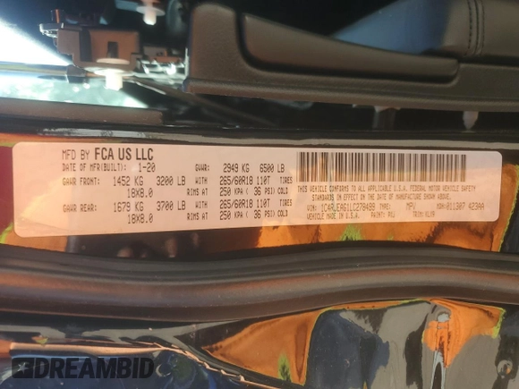 2020 Jeep Grand Cherokee Laredo E с VIN 1C4RJEAG1LC278499, выставлен на аукционе Copart как лот 57906995 с пробегом 129 259 миль миль и Списание • Salvage title. История ставок и продаж доступна на DreamBid. Изображение 14.