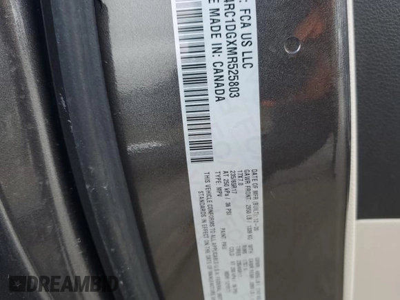 2021 Chrysler Voyager LXi z VIN 2C4RC1DGXMR525803, wystawiony jako Copart lot #46672535 z przebiegiem 62 792 mil mil oraz Szkoda całkowita • Salvage title. Historia ofert i sprzedaży dostępna na DreamBid. Obrazek 13.