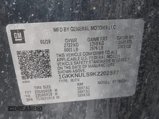 2019 GMC Acadia SLT with VIN 1GKKNULS9KZ202577, listed as a IAAI auction lot 41925682 with 138,414 mi miles and . Bid and sale history available at DreamBid. Image 9.