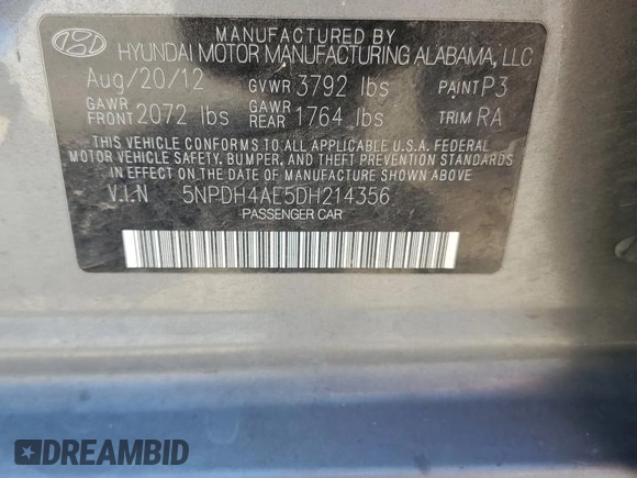 2013 Hyundai Elantra Limited с VIN 5NPDH4AE5DH214356, выставлен на аукционе Copart как лот 59030685 с пробегом 289 693 миль миль и Чистый • Clean title. История ставок и продаж доступна на DreamBid. Изображение 12.