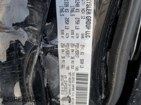 2013 Dodge Journey SXT with VIN 3C4PDDBG3DT572872, listed as a Copart auction lot 54147785 with 147,959 mi miles and Salvage Title. Bid and sale history available at DreamBid. Image 13.