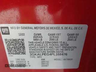 2023 GMC Terrain SLT with VIN 3GKALPEG4PL168476, listed as a IAAI auction lot 41951487 with 24,656 mi miles and . Bid and sale history available at carsss.com. Image 9.
