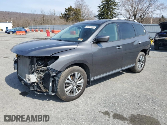 2017 Nissan Pathfinder SV z VIN 5N1DR2MM5HC903170, wystawiony jako Copart lot #49207495 z przebiegiem 90 280 mil mil oraz Szkoda całkowita • Salvage title. Historia ofert i sprzedaży dostępna na DreamBid. Obrazek 1.