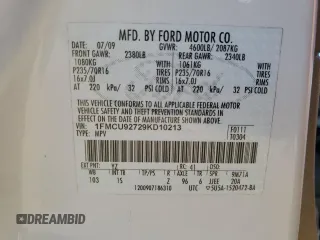 2009 Ford Escape XLS with VIN 1FMCU92729KD10213, listed as a Copart auction lot 48704425 with 114,219 mi miles and Salvage title. Bid and sale history available at DreamBid. Image 14.